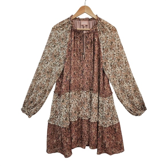 Show Me Your MuMu Dresses & Skirts - Show Me Your Mumu Birdie Dress Tiered Boho Cottage L Floral Pink Sheer Peasant